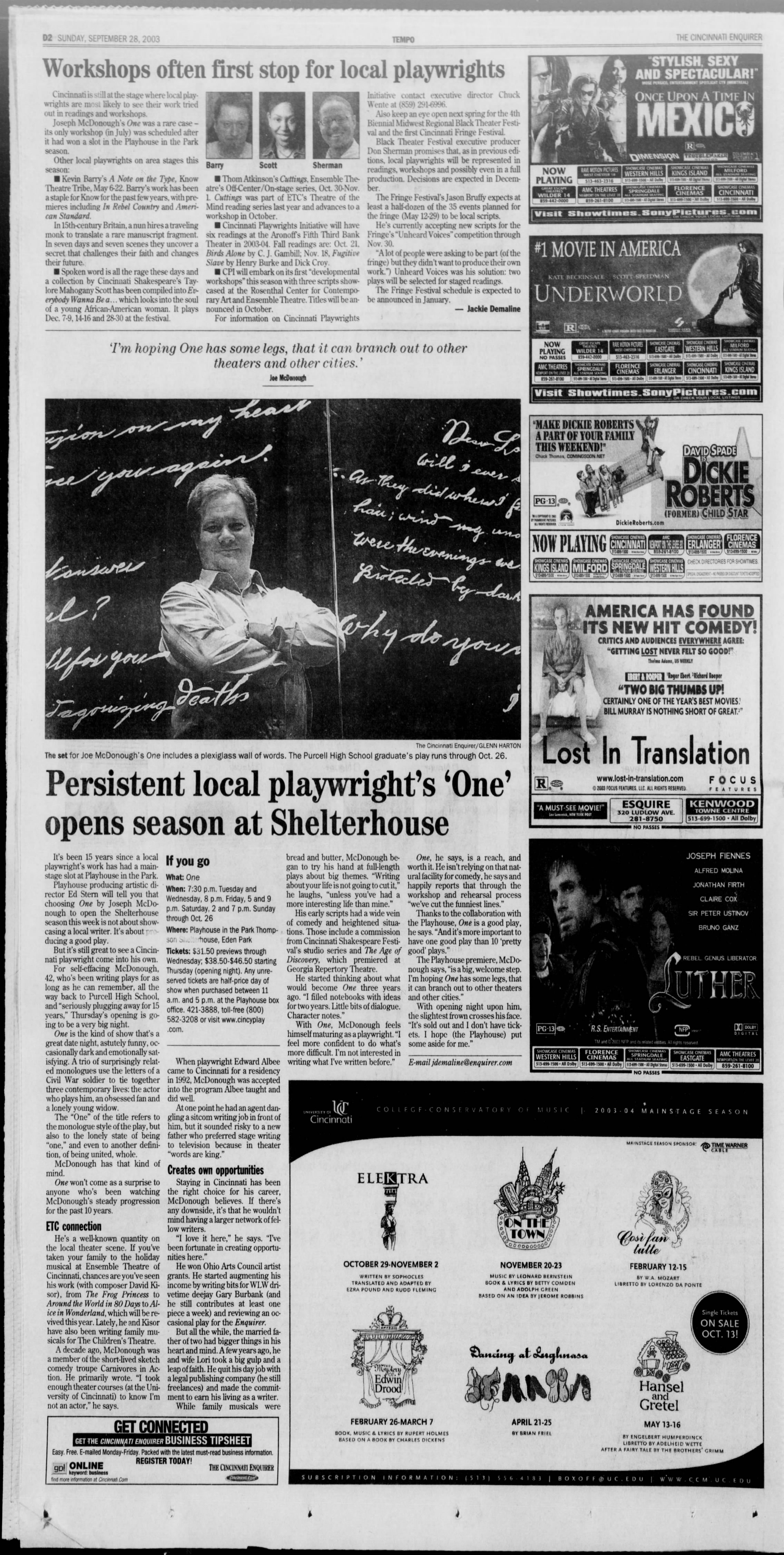 Cincinnati Enquirer, 09/28/2003, p. 54